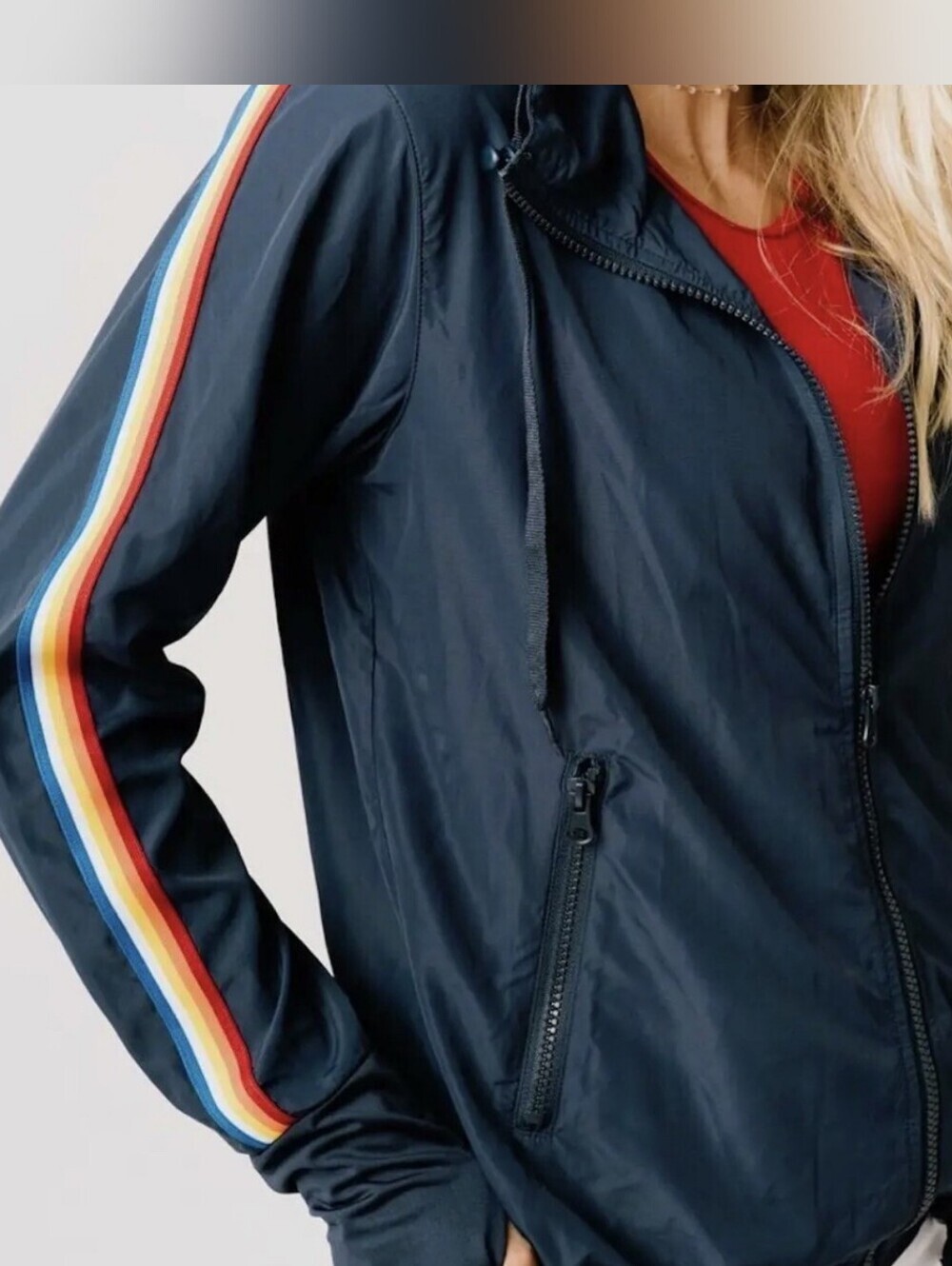 Zyia Active Rainbow Stripe Bomber Jacket